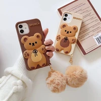 3d soft silicone smooth whitebrown cookie bear phone case with adore ornaments for iphone66s 7 8 plus xxs max 1112pro 2020se