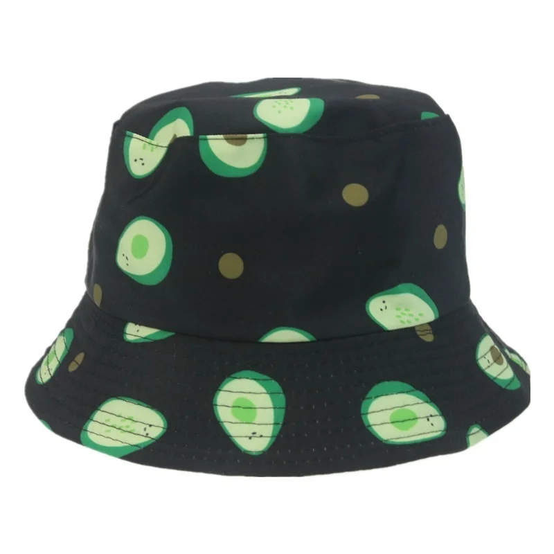

bucket hats women men Avocado spring summer hats outdoor casual double side foldable fisherman sun protection summer women hats