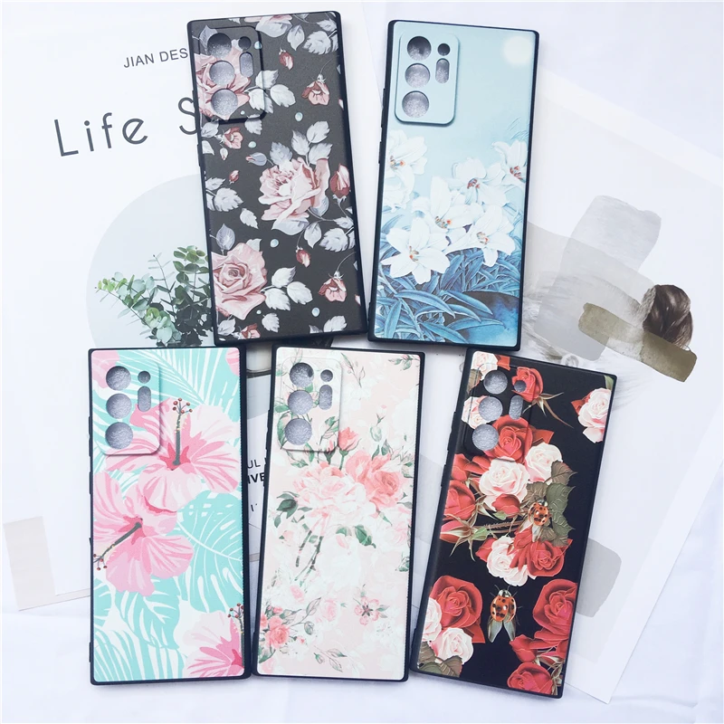 Роскошный мягкий чехол для Samsung Galaxy Note 20 с голубым цветком S20 Plus A31 A41 A51 A71 10 Lite S10 Coques