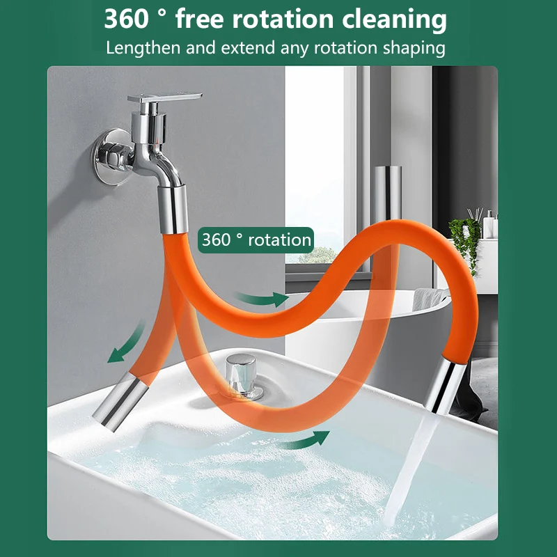 Регулируемая универсальная трубка-удлинитель для смесителя вращение на 360 ° |