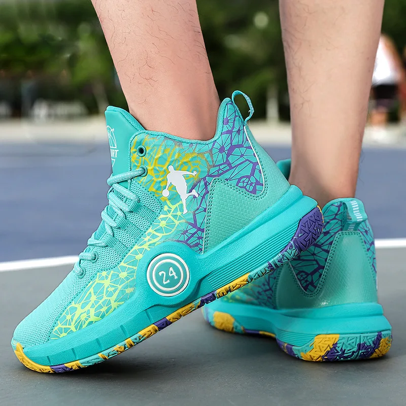 Men's Basketball Shoes Hiph Top Blue Outdoor Sport Sneakers Basketball Pringted Men Designer Shoes Couple Zapatillas De Deporte