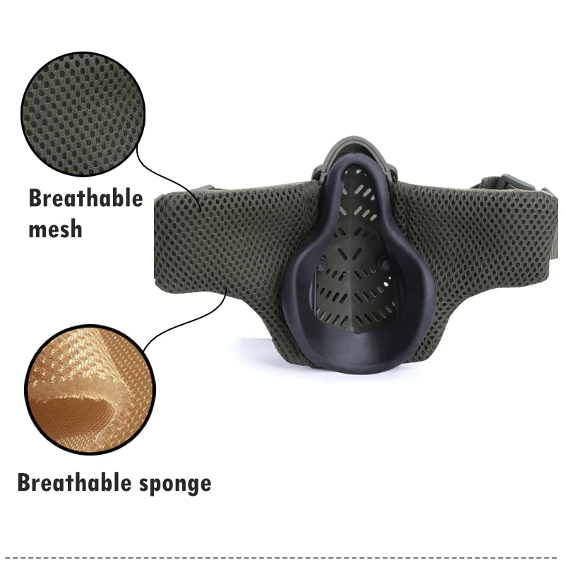 Тактическая полумаска для страйкбола дышащая пейнтбольная маска Охотничья