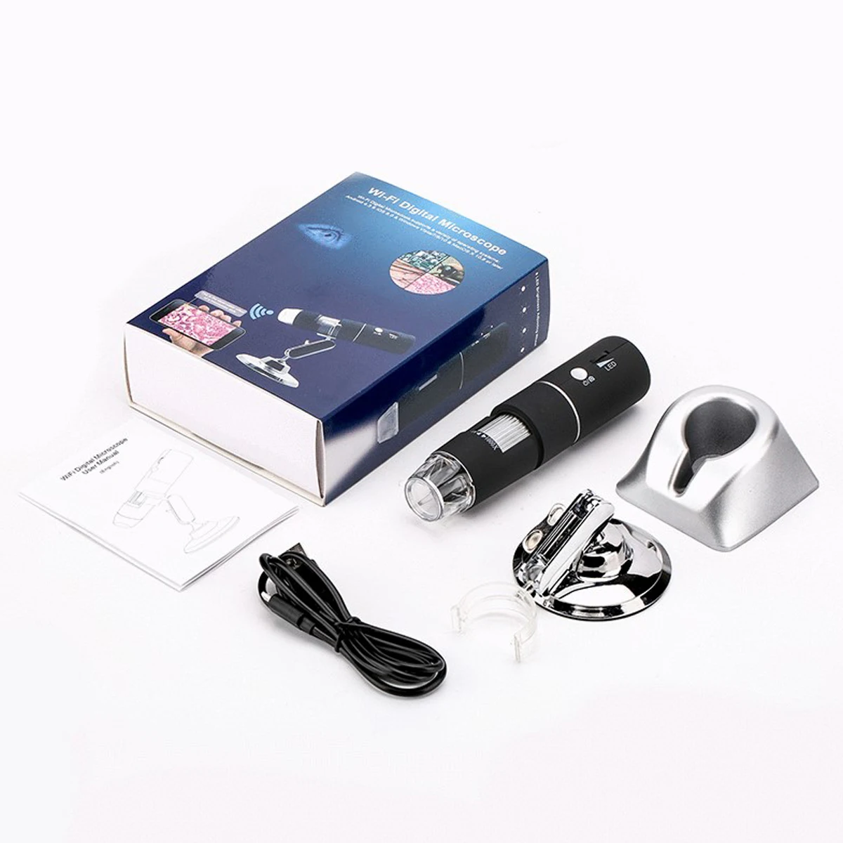 1PC Portable WIFI HD Digital Microscope 2 Million Pixels 50~1000 Times Magnification Black/Gray/Blue | Инструменты