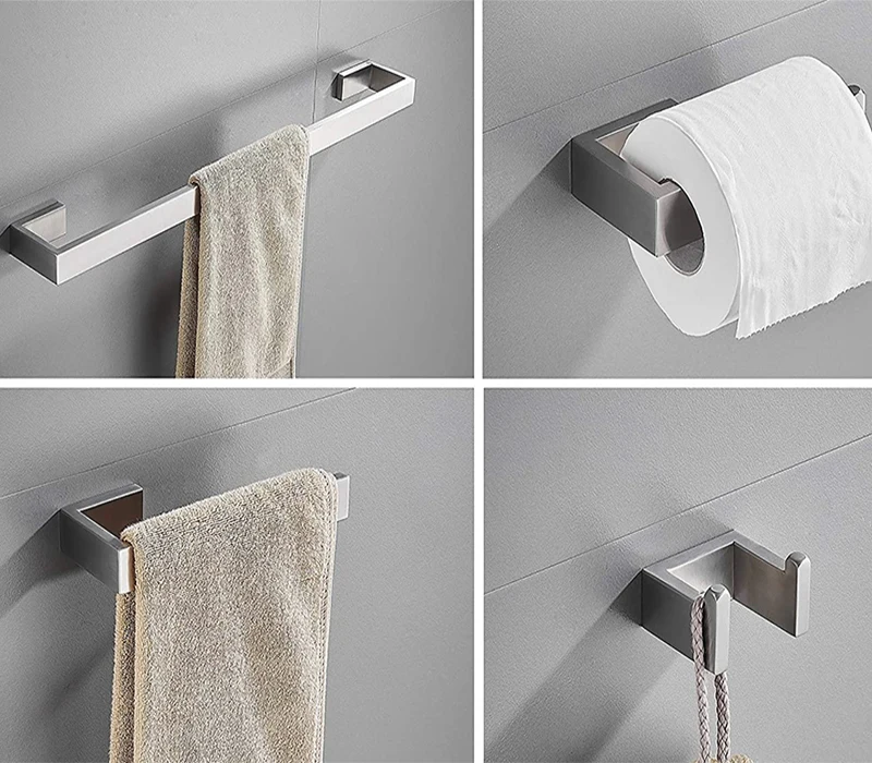 taicute 4packs bathroom accessories set towel bar hooks toilet paper roll holder wall mount stainless steel hardware brushed free global shipping