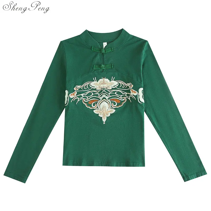 Cheongsam Топ Традиционный китайский костюм для женщин длинный рукав плюс размер 5XL