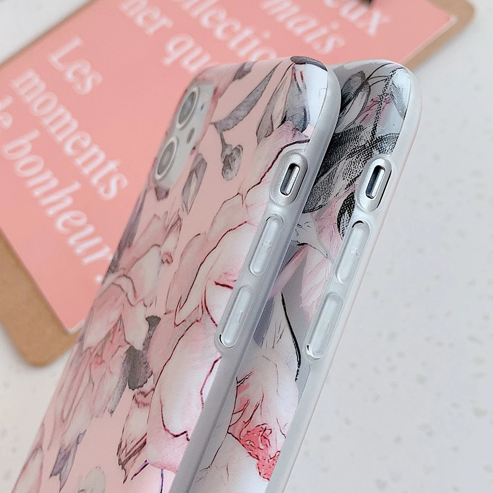 Vintage Floral Phone Case For iPhone 11 Pro Max XR X XS 7 8 6S Plus Soft IMD Matte Full Body Protect Back Cover | Мобильные телефоны