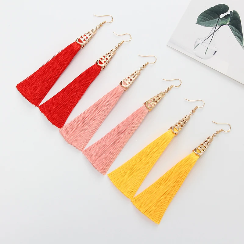 2019 Новые висячие серьги богемные с кисточками длинные подвеска национальные