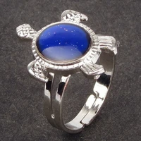 juchao fashion vintage mood ring adjustable temperature changes color sea turtle rings for women jewelry gift wholesale