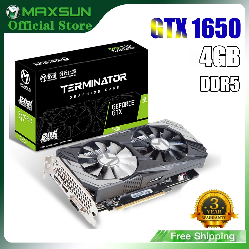 Maxsun GeForce GTX1650 Terminator 4G видеокарта Nvidia GDDR5 128 бит GPU для ПК DP DVI | Компьютеры и офис
