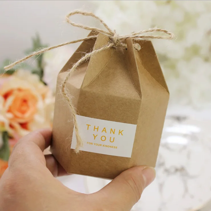 50 шт. креативные подарочные коробки из крафт-бумаги для конфет с фонариком