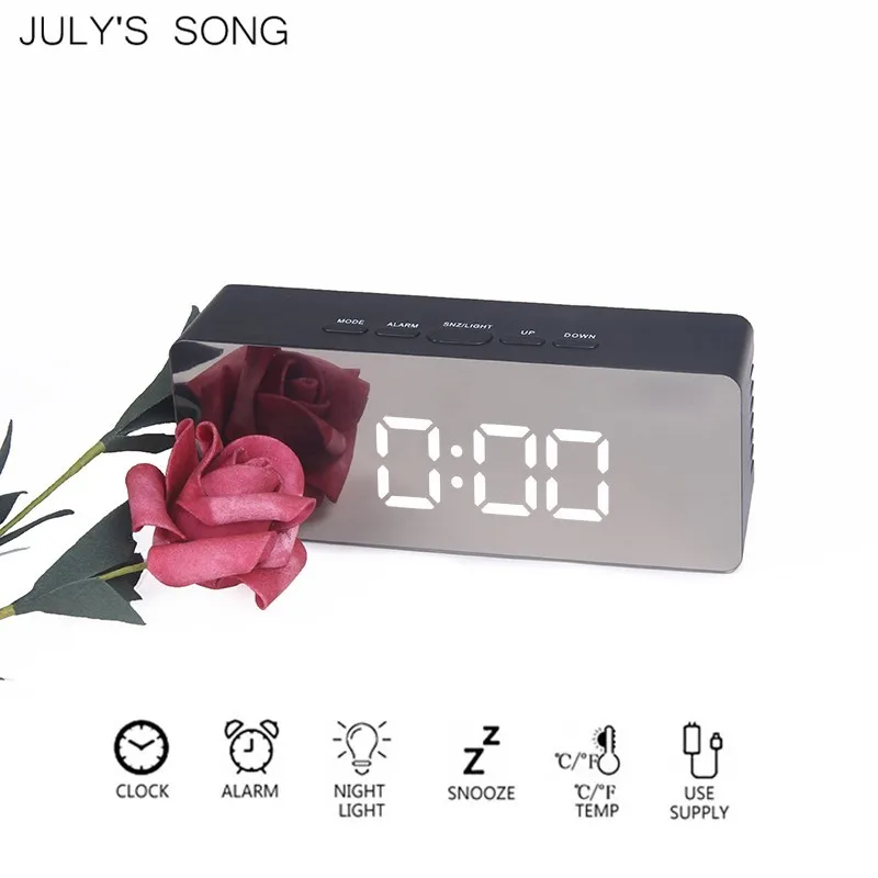 JULY'S SONG Зеркало LED Будильник цифровые часы ночные светильники термометр