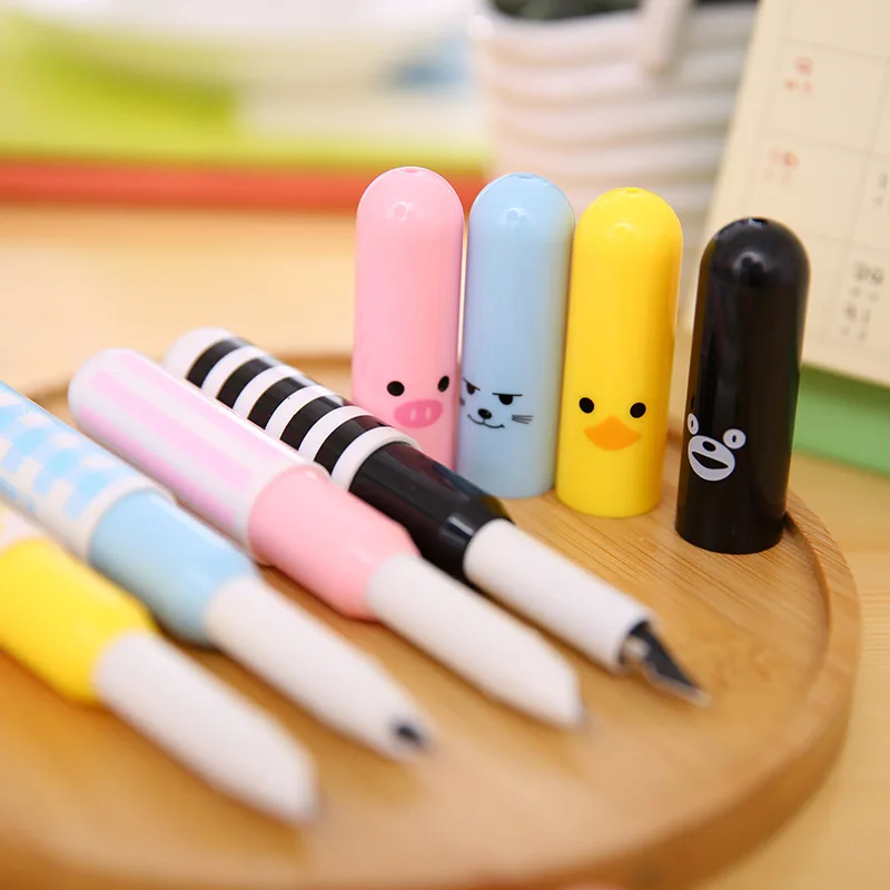 1-Piece Cute Cartoon Pill Fountain Pen 0.5mm Retractable Pocket Pens for Student School Office Supplies Writing Stationery |