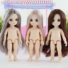 Q Версия 16 см шарнирная кукла DIY голый тело кудрявые прямые волосы девочка подарок с 3D глазами голова куклы игрушки для детей