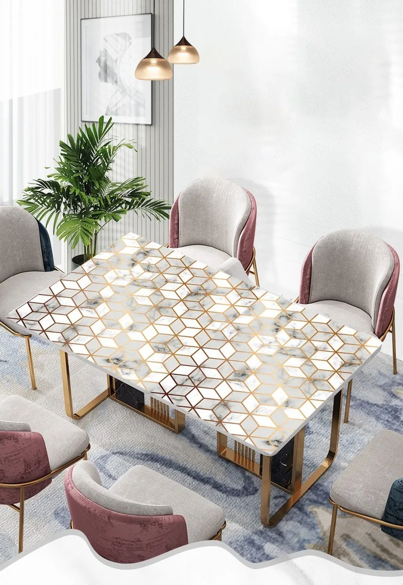 Скандинавские 3D Кристальные мягкие стеклянные печатные настольные коврики