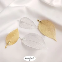 natural original leaves gold plated color protection silver leaf pendant diy hairpin necklace earrings accessories