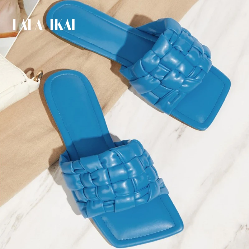 

Модные женские тапочки LALA IKAI, плетеные женские уличные пляжные шлепанцы