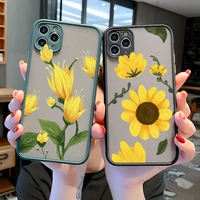 flower sunflower chrysanthemum phone case for iphone xs max xr x 11 12 13 pro max 7 8 6s plus se 2020 shockproof cover funda