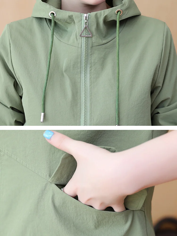 

2021 autumn and winter new hooded women's jacket casual solid color short paragraph fashionable windbreaker jacket h0099