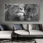 Домашний декор, черно-белый Африканский Лев, дикие животные, Картина на холсте, постеры и принты, настенные картины для гостиной