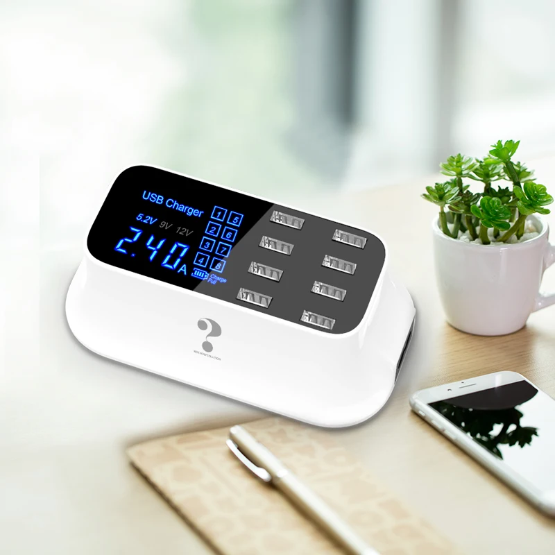 universal smart usb fast charger for samsung galaxy xiaomi wall adapter charging station hub led display desktop power socket free global shipping