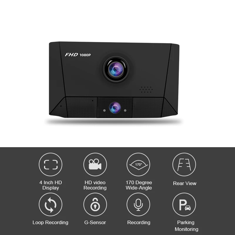 E-ACE B13 Автомобильный видеорегистратор 4 0 дюймов Dash Cam 3 объектив камеры Авто
