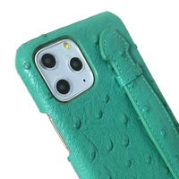 solque genuine leather hand strap holder case for iphone 11 pro max 11pro phone luxury ultra thin hard 3d cover cute ostrich