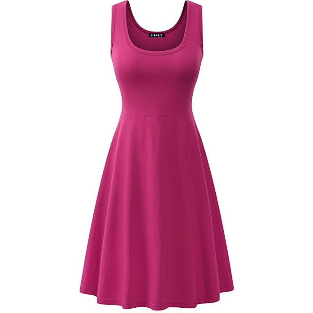 Платье До Колена без рукавов с высокой талией ТРАПЕЦИЕВИДНОЕ тонкое платье