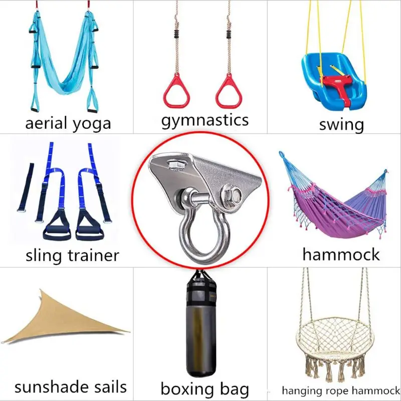 

304 Stainless Steel Yoga Hammock Swing Chair Sandbag Ceiling Mount Hang Buckle Aerial Swing Hangers 500kg Capacity