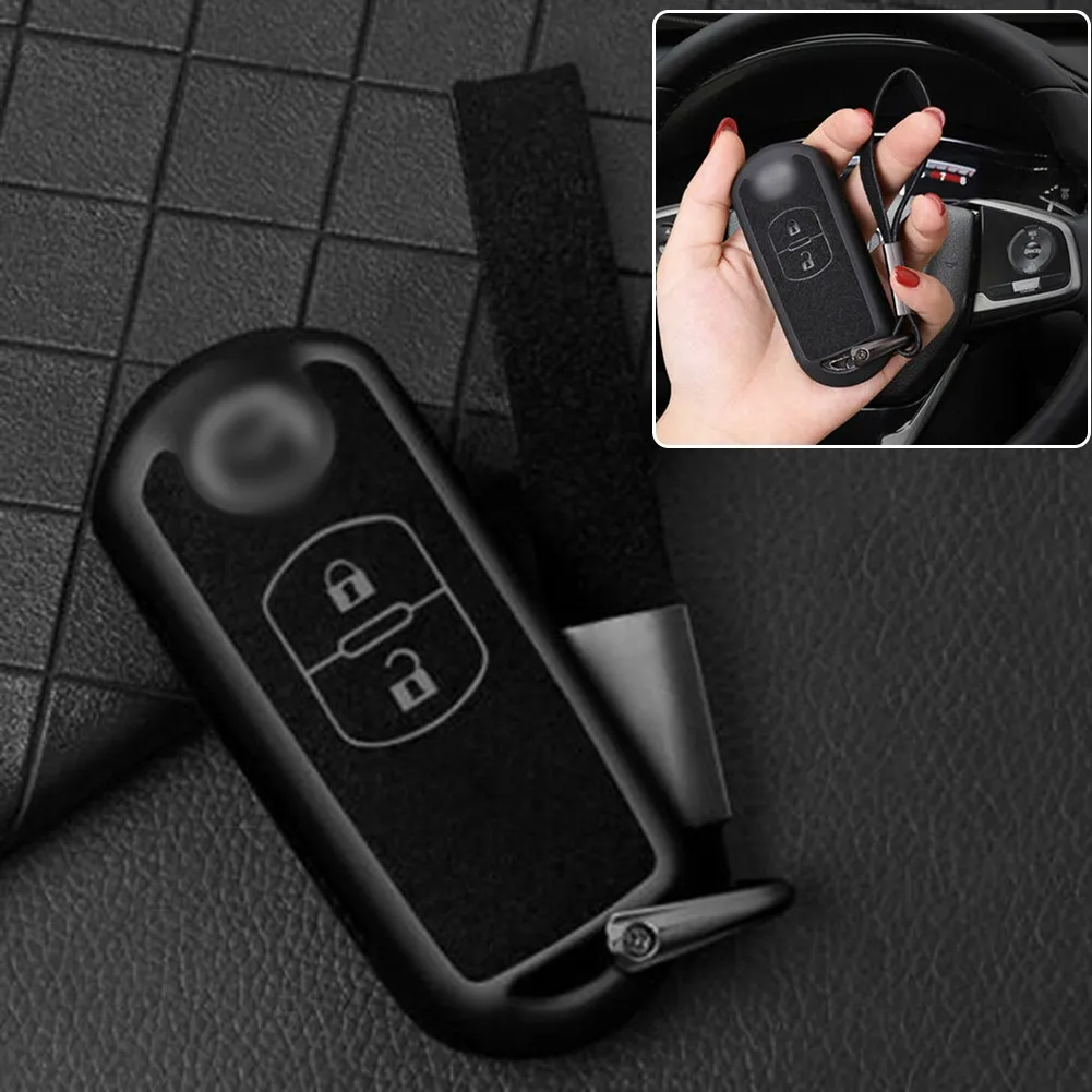 

Black Suede Protective Cover For Mazda Key Protective Cover Keychain Key Case Holder Cover