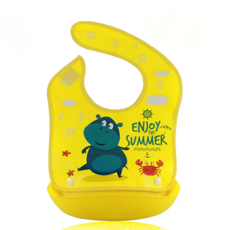Waterproof Silicone Baby Bib Light Weight Comfortable Easy Wipe Clean Feeding Bibs | Мать и ребенок