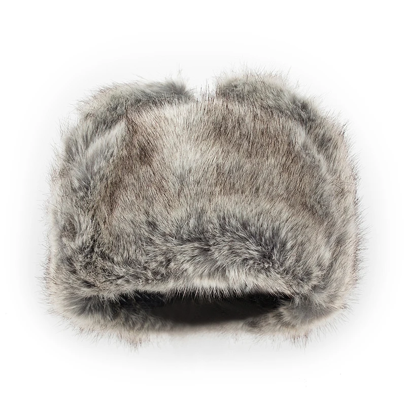 Мужская шапка-бомбер из искусственной кожи с застежкой-ушком модель B49 на русском