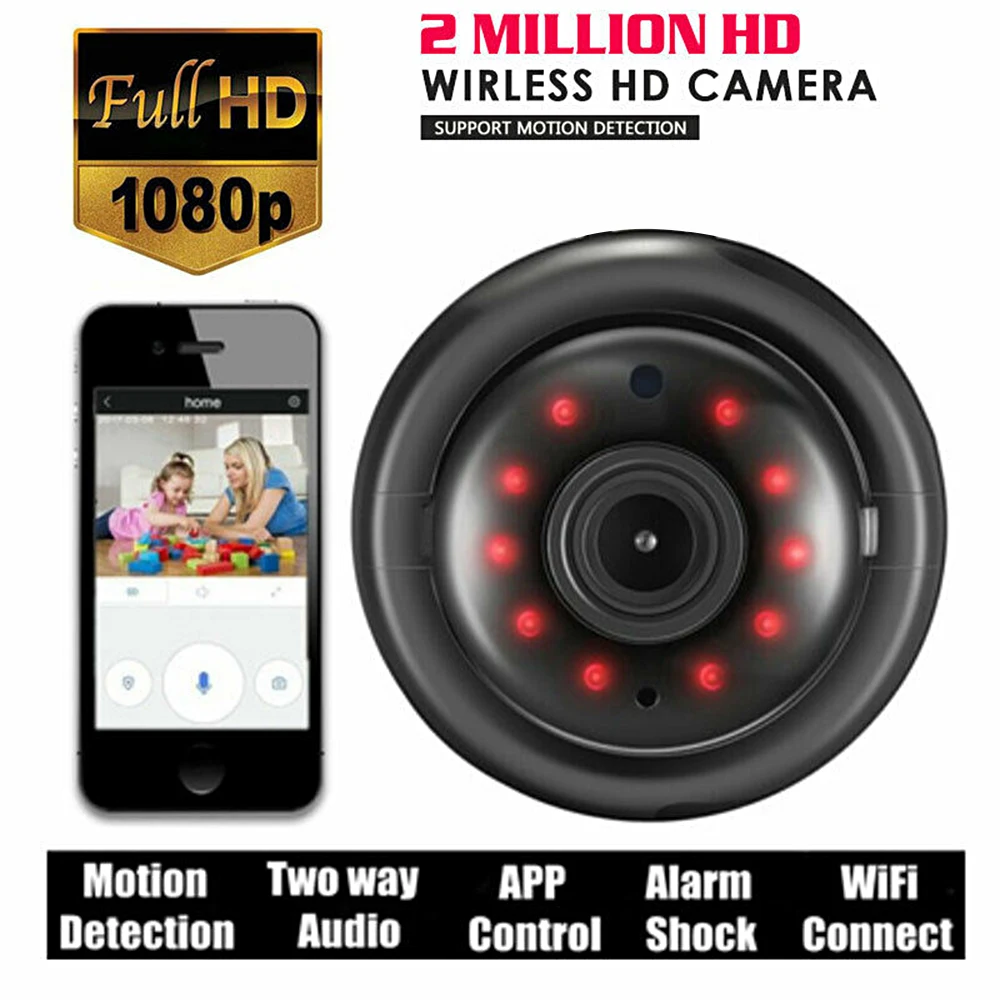 

Экшн-камера с Wi-Fi 1080P HD IP Камера Беспроводной CCTV ИК-камера Ночное видение Обнаружение движения 2-полосная аудио отслеживание движения для дом...