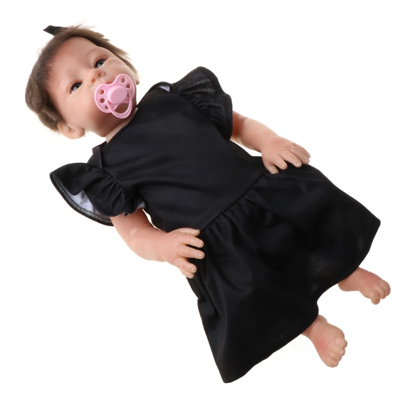 

T5EC 18In Looking Lifelike Realistic Baby Silicone Newborn Care Easy Washable Toy for Children and the Elderly Xmas Gift