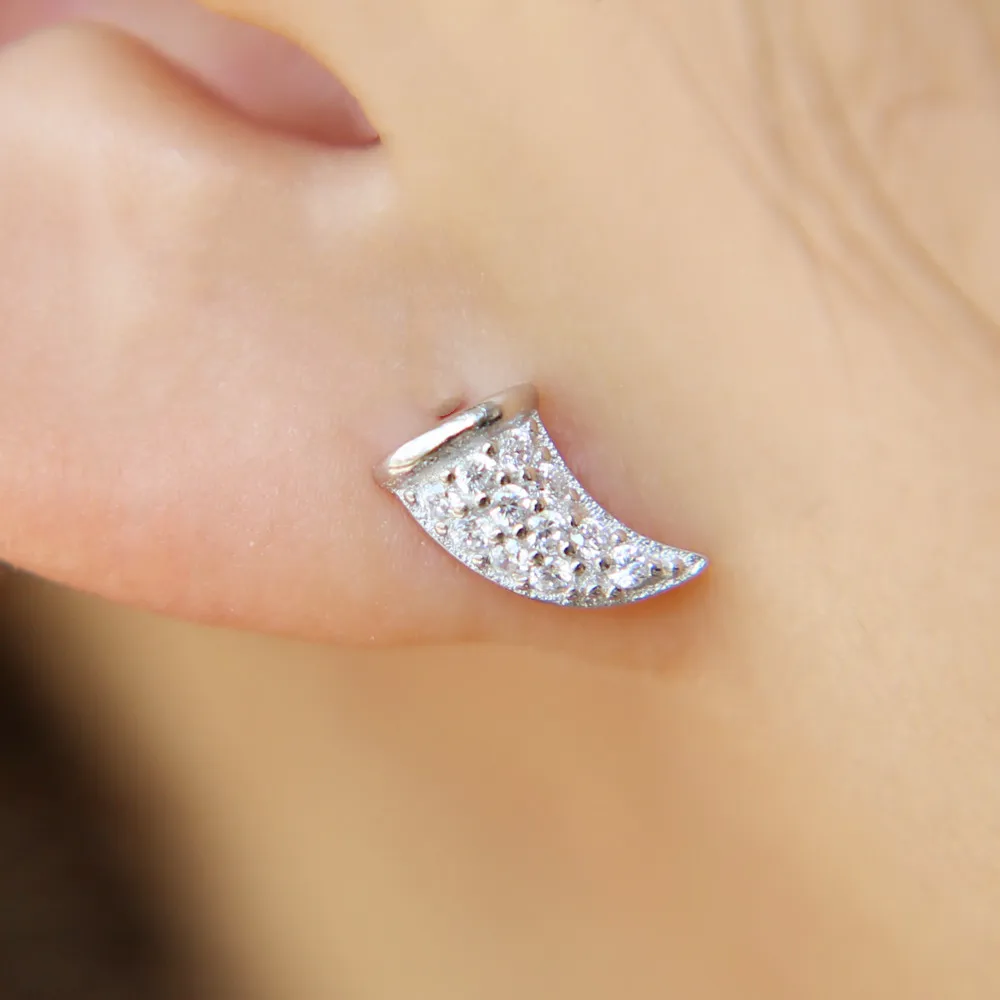 100% 925 пробы серебро микро проложить cz подвеска в виде рога кинжал крошечные милые