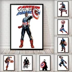 Картина на холсте Мстители, анимационные комиксы, Постер Marvel, принты, семейство капитанов Америка, настенное искусство, детские подарки на день рождения