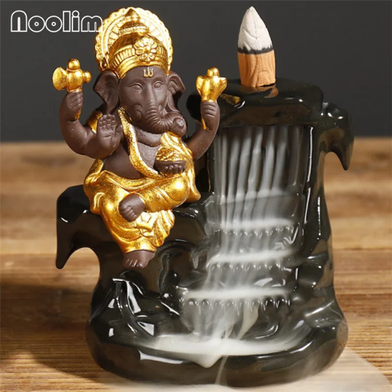 Курильница для благовоний Ganesha керамическая подставка в форме слона водопад