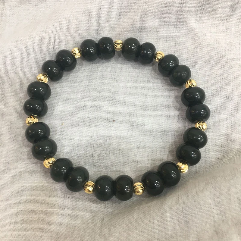 

Natural He tian Qing yu Abacus beads Jade Bracelet Jewelry Lucky Exorcise evil spirits Amulet Jade Bracelet Fine Jewelry
