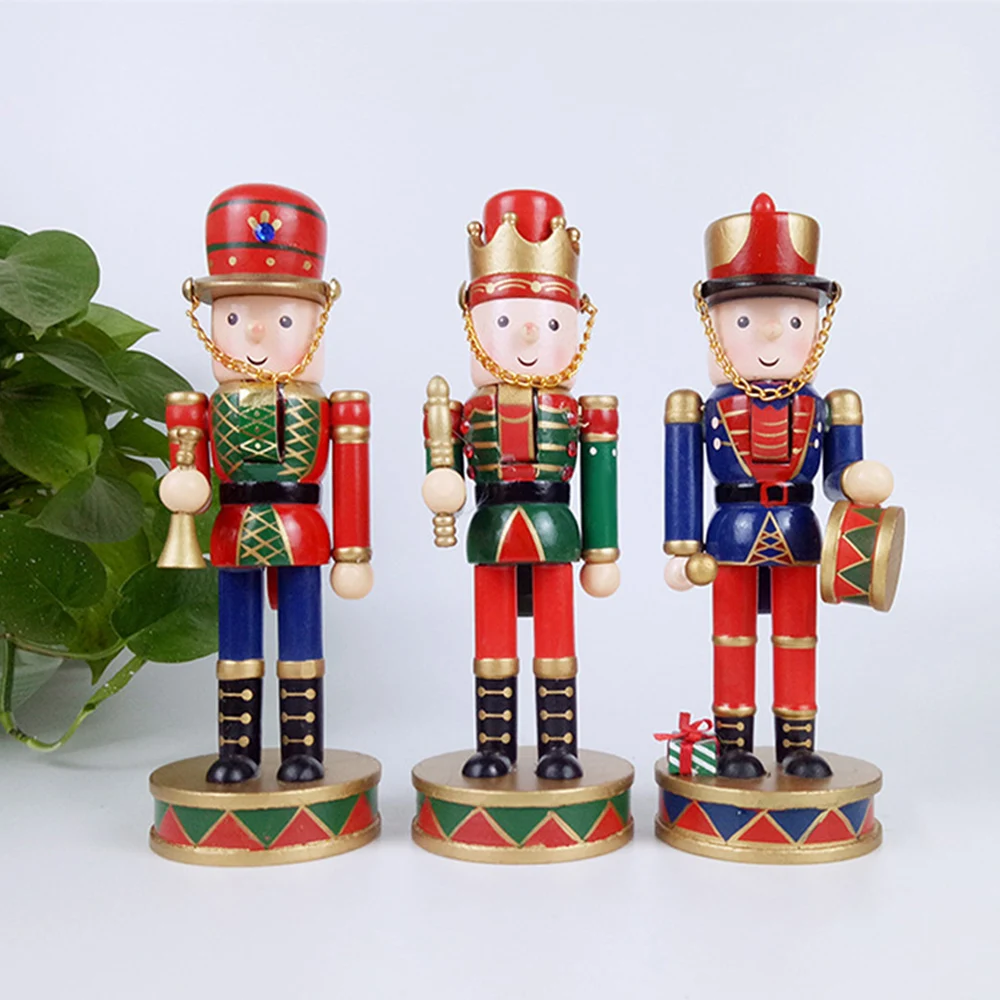 

3Pcs British Style Nutcracker Puppet Christmas Wooden Handmade Crafts Xmas Home Shop Desktop Ornament Christmas Birthday Gift