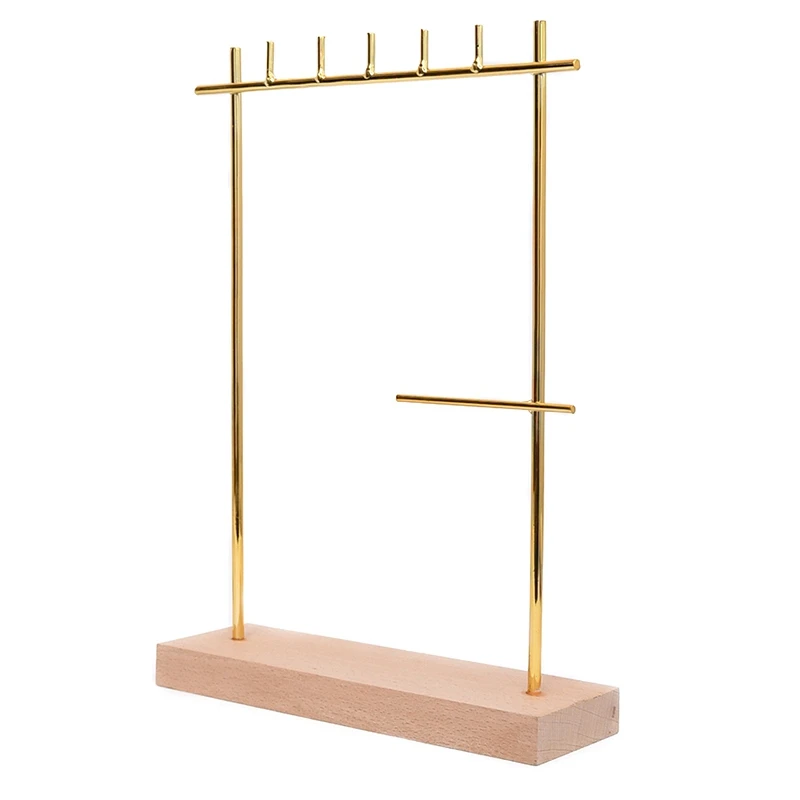 

AFBC Solid Wood Metal Earrings Display Holder Necklace Pendant Display Stand Jewelry Display Holder Bracelets Display Rack