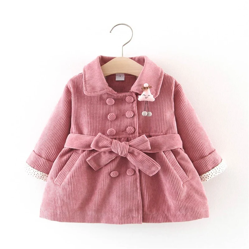 Модное осеннее пальто принцессы плащ для маленьких девочек детское двубортное