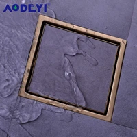 Brushed Gold Stainless Steel Shower Drain Black Bathroom Floor Drain Tile Insert Square Floor Waste Grates 150X150