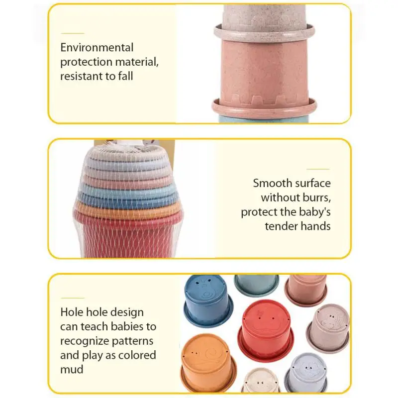 

Funny Wheat Straw Hourglass Stacking Cup Science Education Bathtub Toy Stacking Ring Tower Toy Early Education Christmas Gift