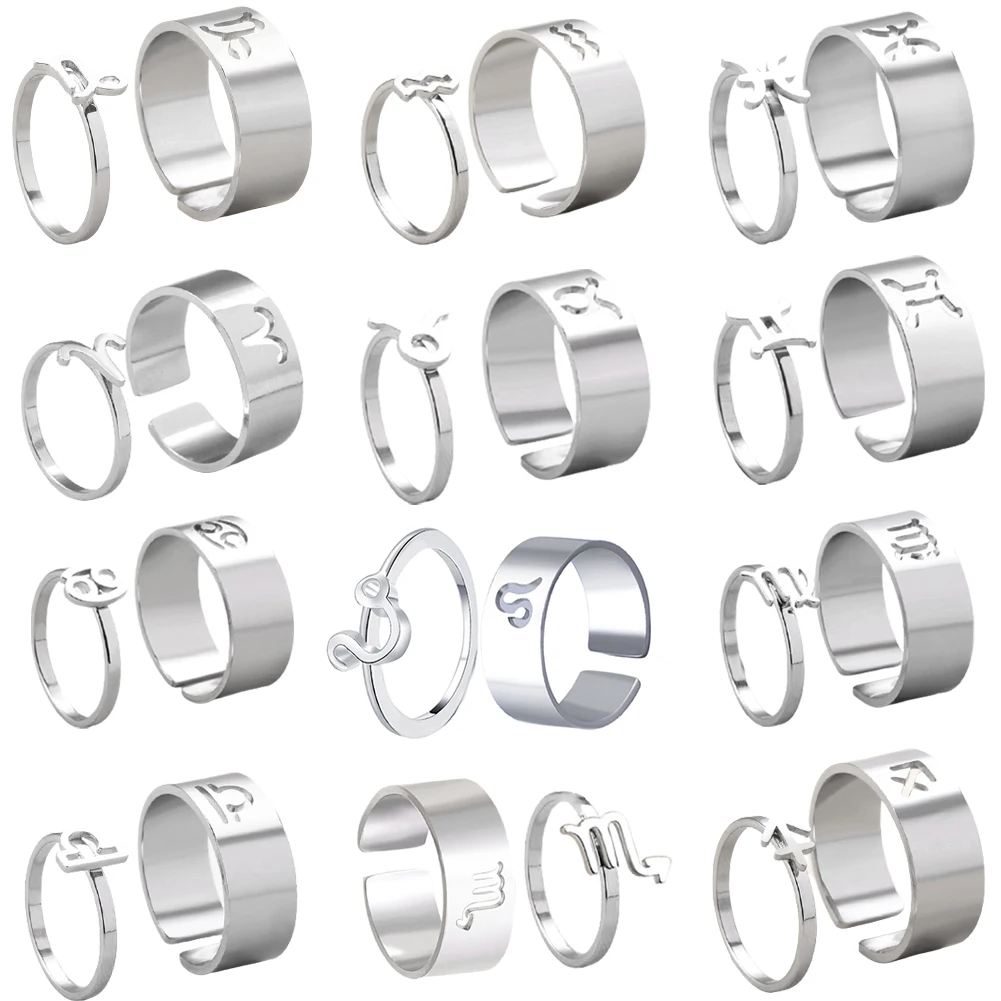 Парные кольца для женщин и мужчин из нержавеющей стали созвездия зодиака кольцо