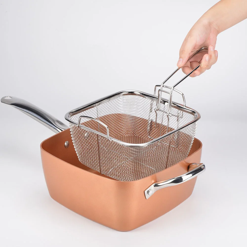 Квадратная сковорода для жарки с крышкой-Сковорода антипригарным покрытием