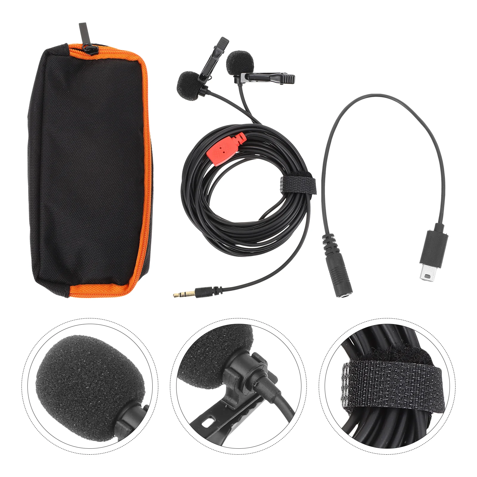 

Clip-on Phone Microphones Phone Recording Mics Wired Microphones (Black)