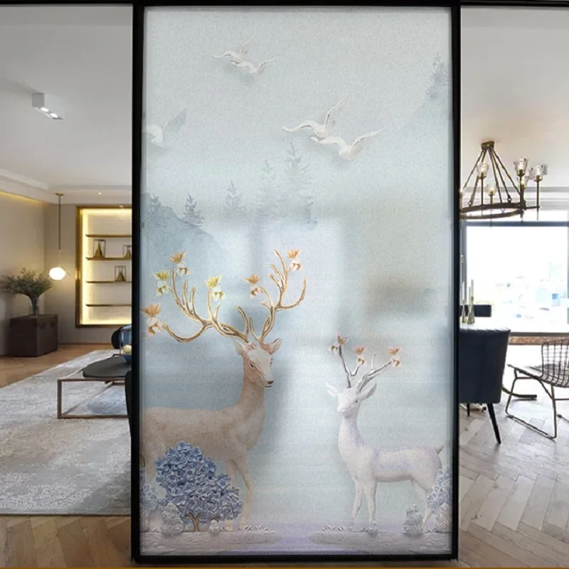 Оконная пленка размером на заказ статическая липкая с рисунком оленя защита от