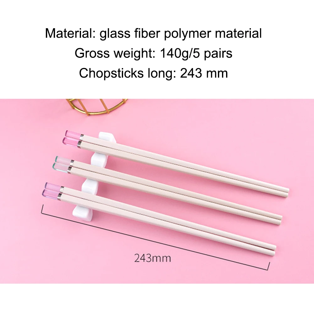 

Creative One Pair Candy-colored Amber Glass Fiber Chopsticks Anti-slip Japanese Chopsticks Moisture-proof Sushi Chopsticks