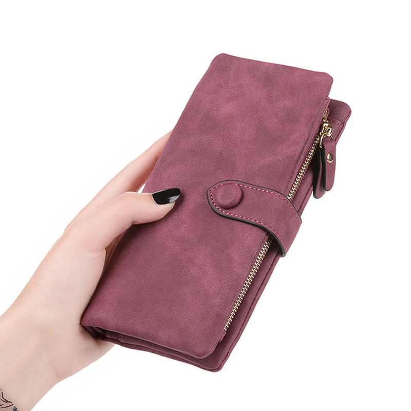 Wine red L Новинка, женские кошельки из искусственной кожи, женские длинные кошельки на застежке, большая вместительность, Carteras, кошелек на молнии, Дамский кошелек, держатель для монет, карт, клатч - Цвет: Wine red L