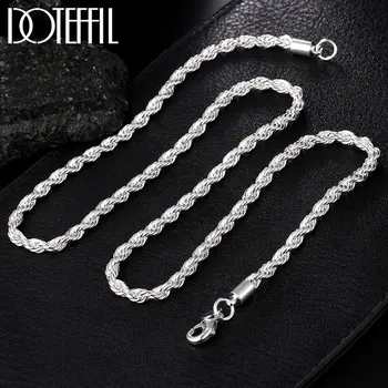 925 Sterling Silver 4mm Twisted Rope Chain Necklace 1
