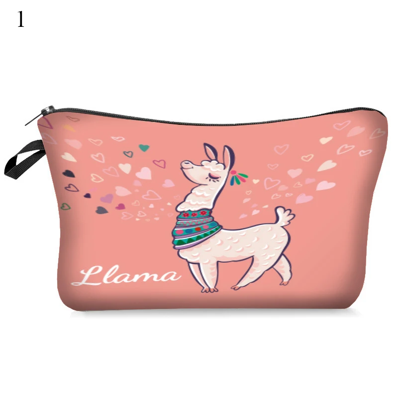 Косметичка Llama с разноцветным рисунком Женская дорожная сумка для макияжа